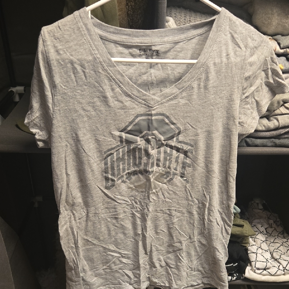 Ohio State Women's V-Neck Gray Tee